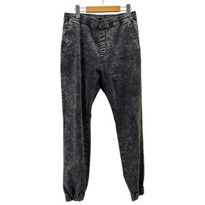 Zanerobe Men's Black Acid Wash Size 32 Semi Drop Crotch Elastic Waist Jeans